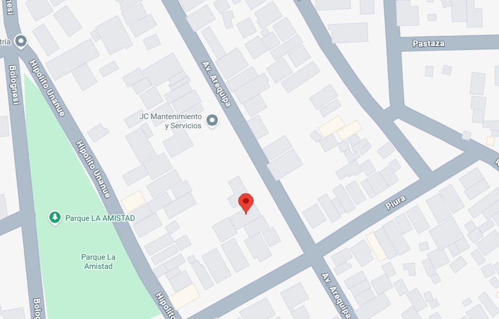 Mapa: mi casa está sobre la Av. Arequipa, cerca de la calle Piura y del Parque La Amistad